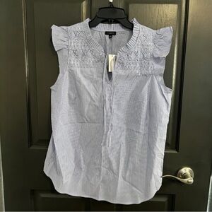 NWT Talbots Blue Pin-Stripe Sleeveless Top size Medium